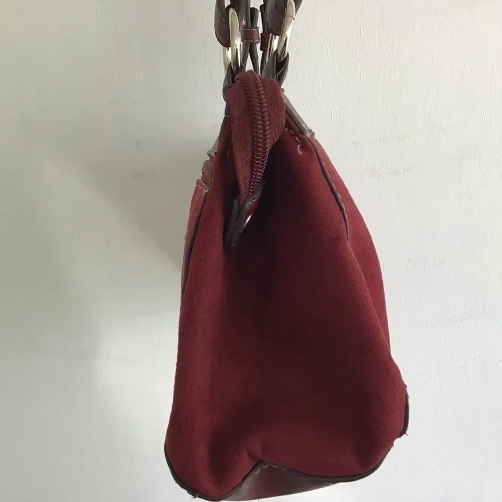 Emilie m. Faux suede/leather East/West baguette bag Silver colored hardw…